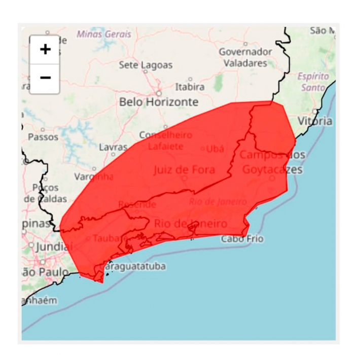 ALERTA INMET VERMELHO: GRANDE VOLUME DE CHUVA ENTRE SEXTA (22) E DOMINGO (24) PARA O SUL DO ESTADO