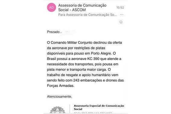 “Folha de São Paulo” afirma que Governo Lula mentiu sobre a recusa da ajuda do Uruguai ao RS