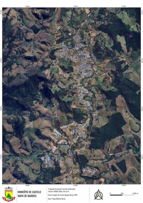 Lei organiza mapa urbano de Castelo e oficializa a criação e limites de 32 bairros